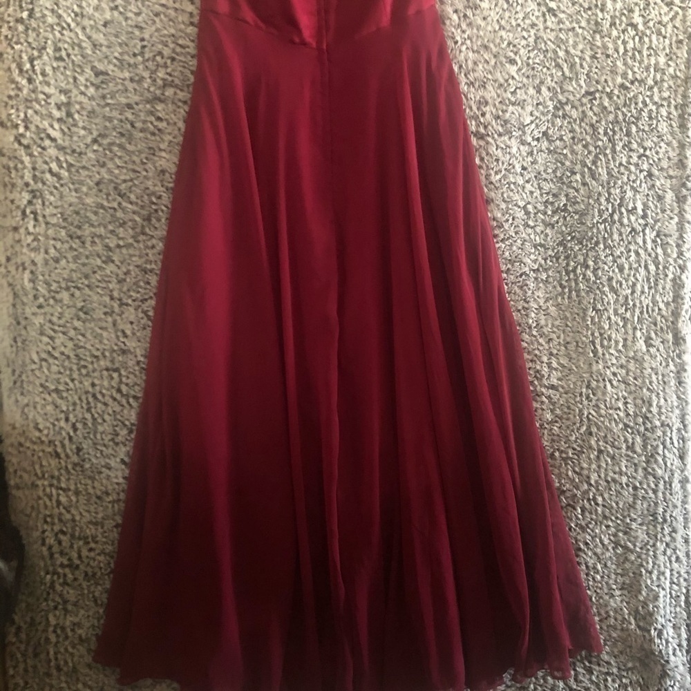 Jim Hjelm Occasions Strapless women’s Size 12 burgundy Rose Chiffon Full Length - Picture 9 of 12